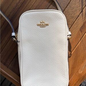 Coach Ivory Leather Crossbody with Gold Accents